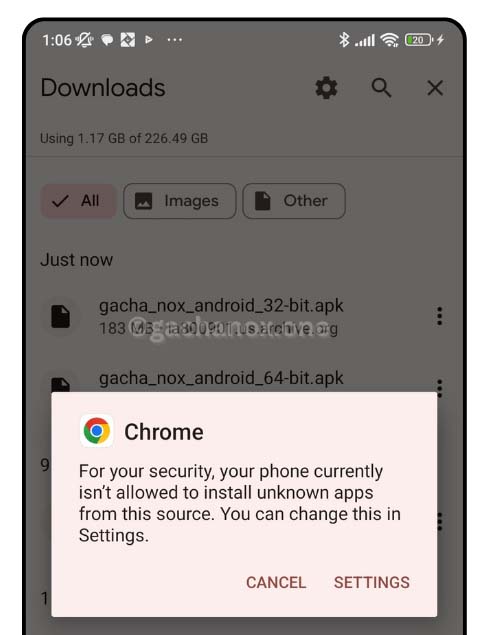 chrome security settings for gacha nox app download