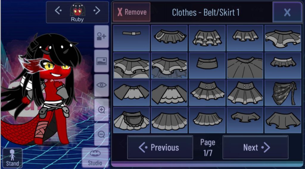 gacha flair belt and skirt